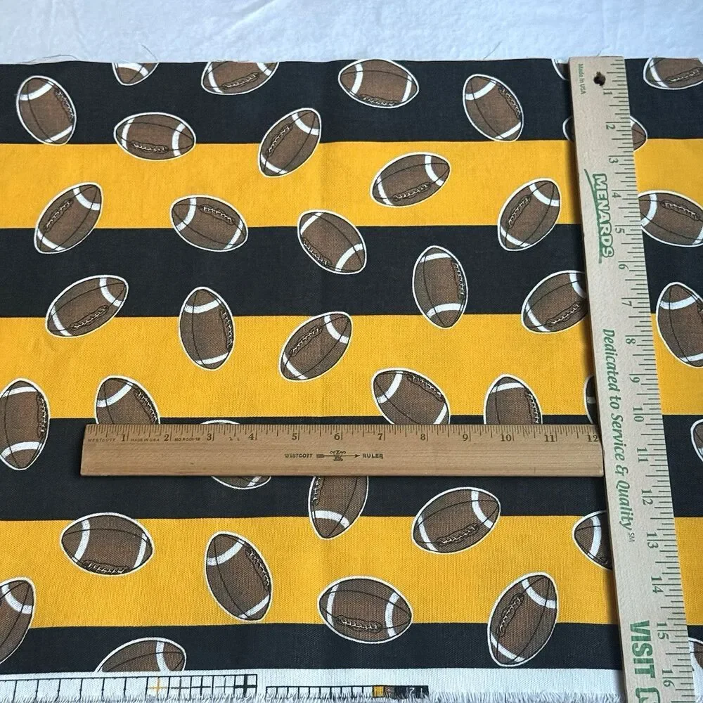 Football Game Day Yellow Black Stripe Home Decor Canvas Fabric Iowa Remnants